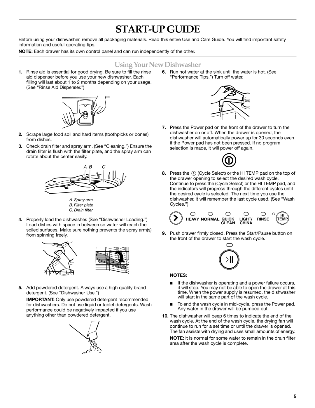 KitchenAid KUDD01DP manual START-UP Guide, Using Your New Dishwasher 