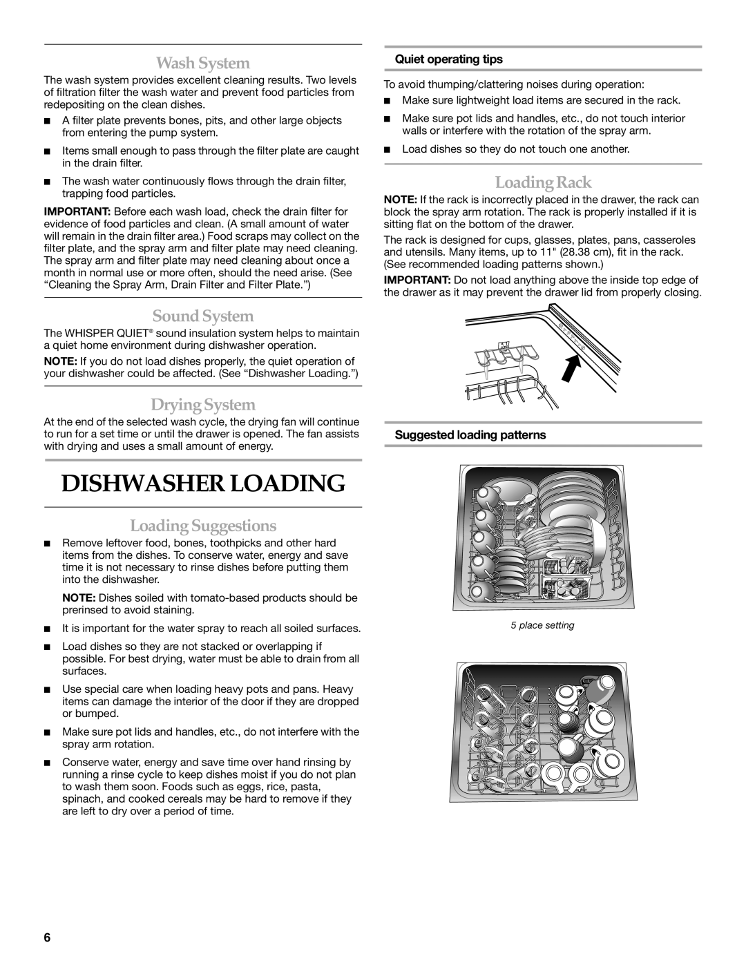 KitchenAid KUDD01DP manual Dishwasher Loading 