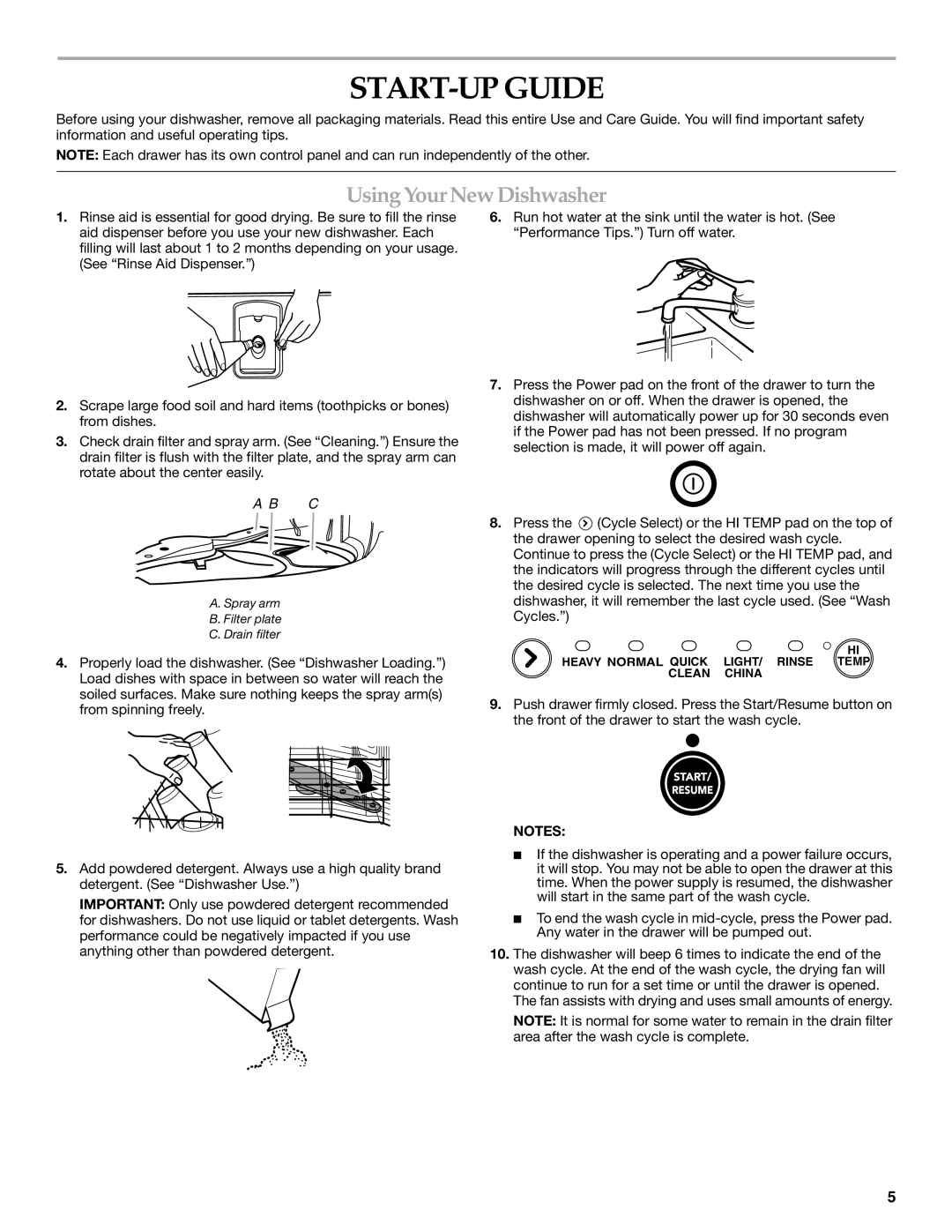 KitchenAid 8573754, KUDD01DPPA manual START-UP Guide, Using Your New Dishwasher 