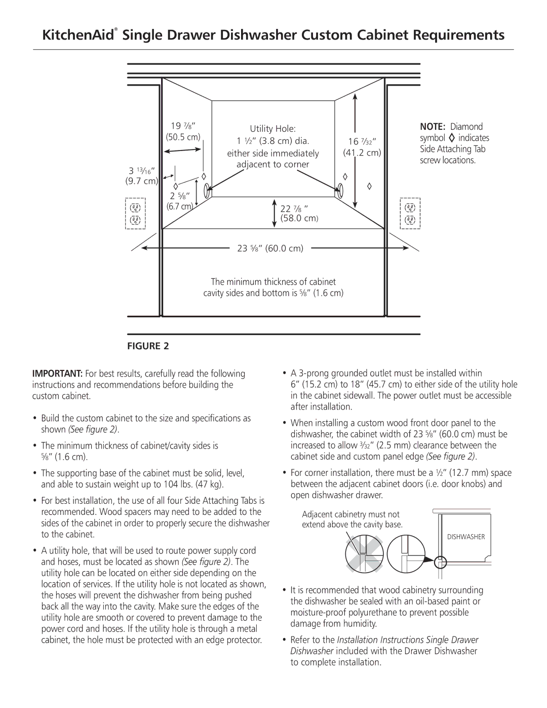 KitchenAid KUDD01SS dimensions Symbol 