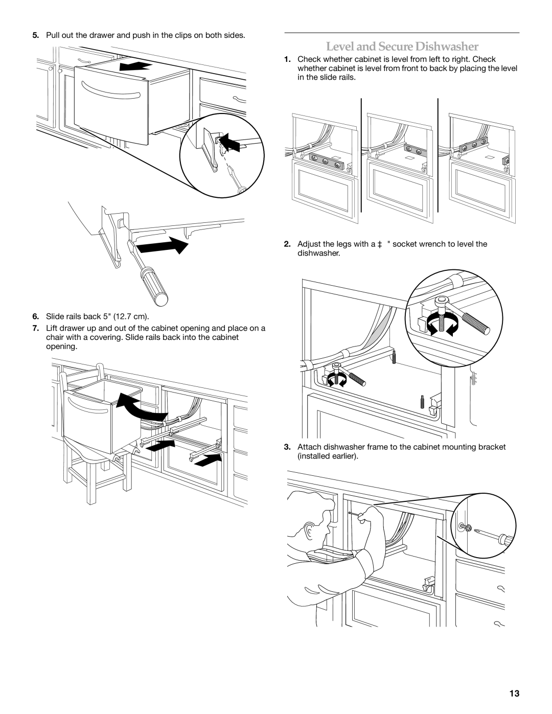 KitchenAid KUDD03STBL installation instructions Level and Secure Dishwasher 