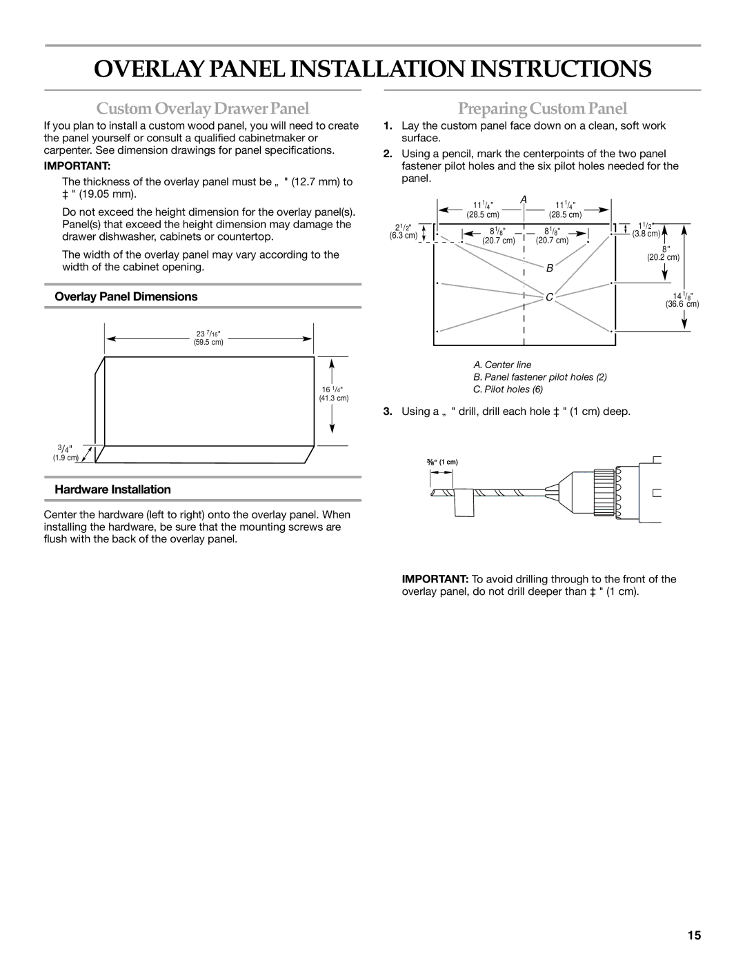 KitchenAid KUDD03STBL Overlay Panel Installation Instructions, Custom Overlay Drawer Panel, Preparing Custom Panel 