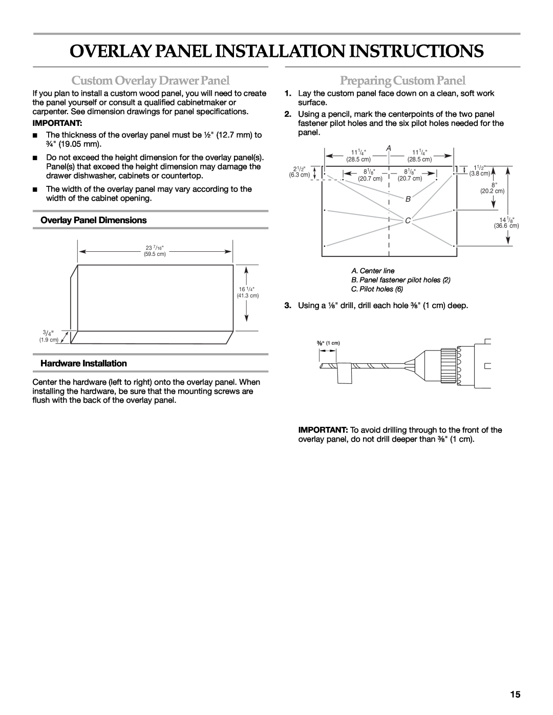KitchenAid KUDD03STBL Overlay Panel Installation Instructions, Custom Overlay Drawer Panel, Preparing Custom Panel 