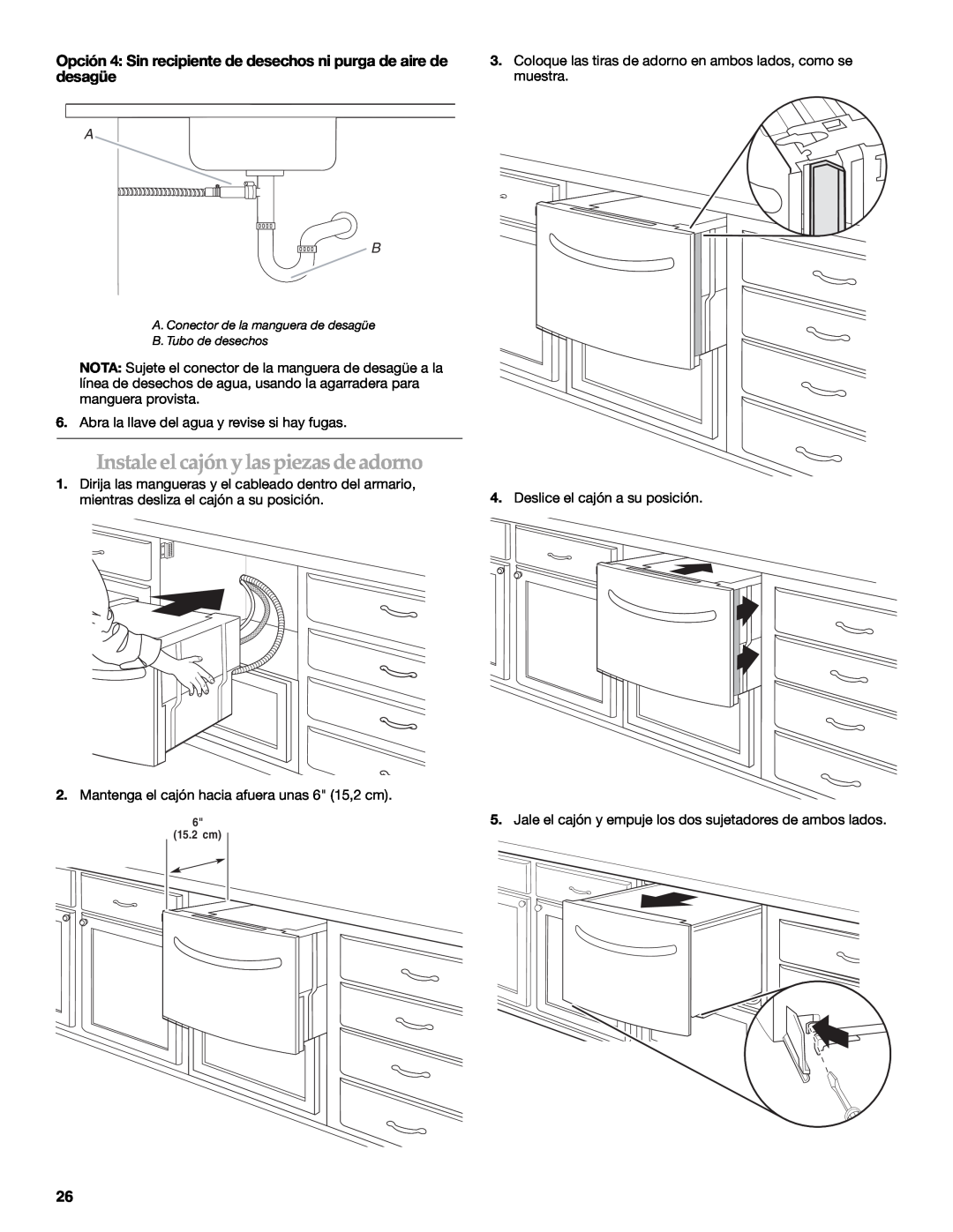 KitchenAid KUDD03STBL installation instructions Instale el cajón y las piezas de adorno 