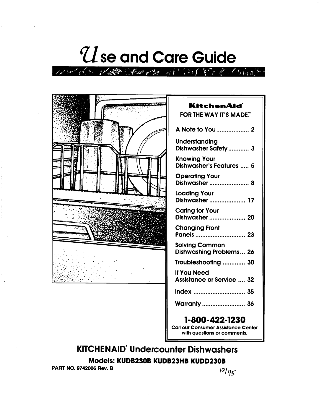 KitchenAid KUDB230B, KUDD230B, KUDB23HB manual 