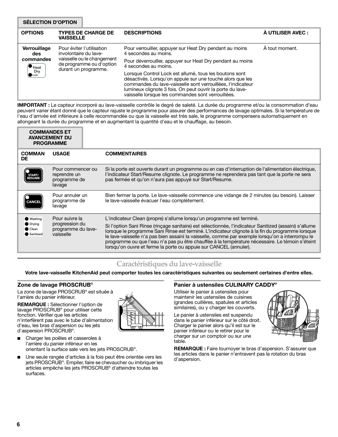 KitchenAid KUDE03FTSS Caractéristiques du lave-vaisselle, Zone de lavage Proscrub, Panier à ustensiles Culinary Caddy, Des 