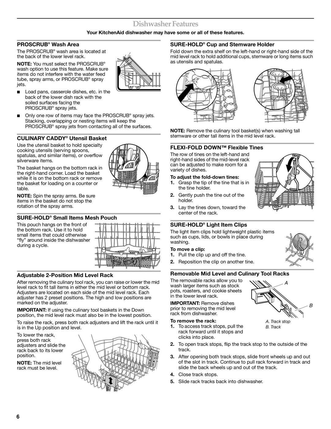 KitchenAid KUDE03FTSS warranty Dishwasher Features 