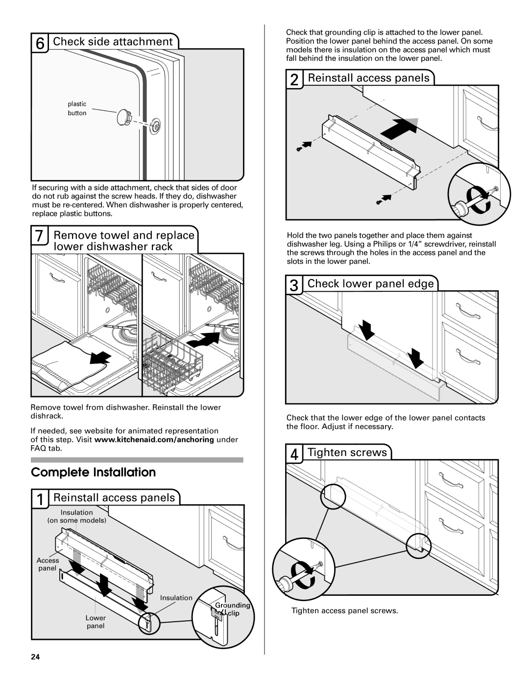 KitchenAid KUDS50FVPA, KUDE70FVPA, KUDE60FVPA, W10056407A, KUDS40FVPA installation instructions Complete Installation 