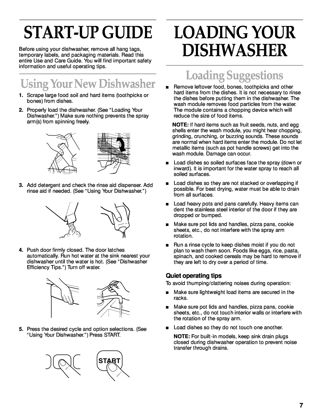 KitchenAid KUDM25SH, KUDI25CH manual Loading Your Dishwasher, Start-Up Guide, Loading Suggestions, Using Your New Dishwasher 