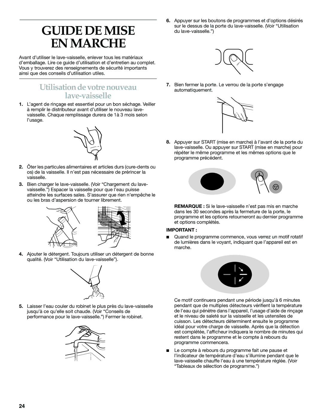 KitchenAid KUDP01DL manual Guide DE Mise EN Marche, Utilisation de votre nouveau Lave-vaisselle 