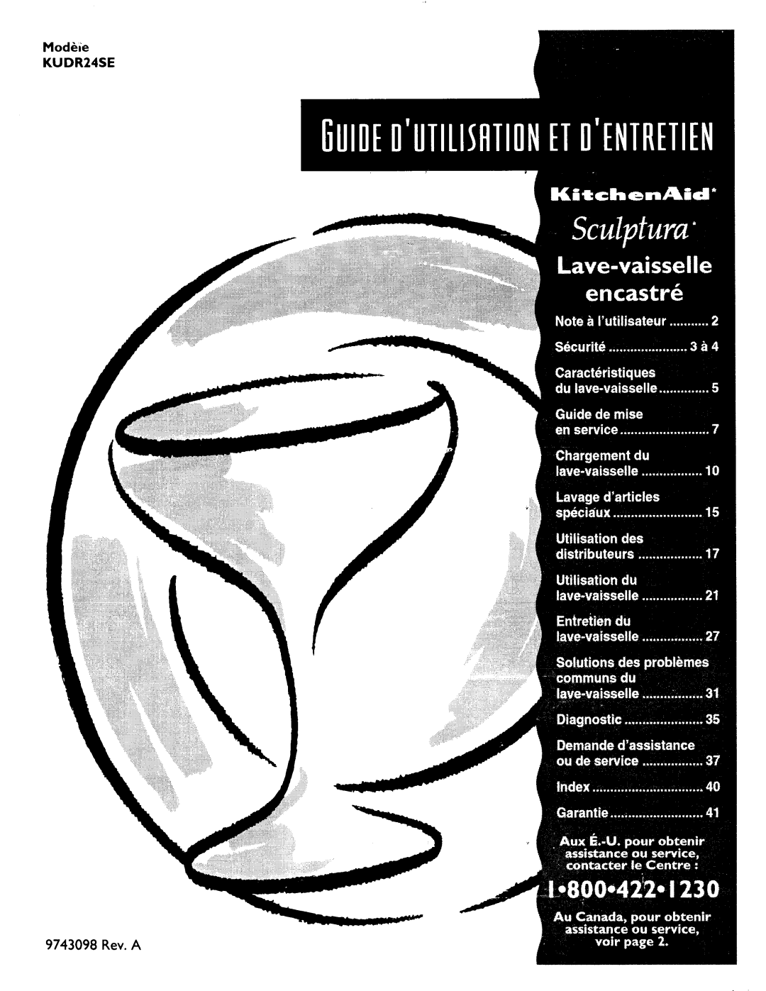 KitchenAid KUDR24SE manual 