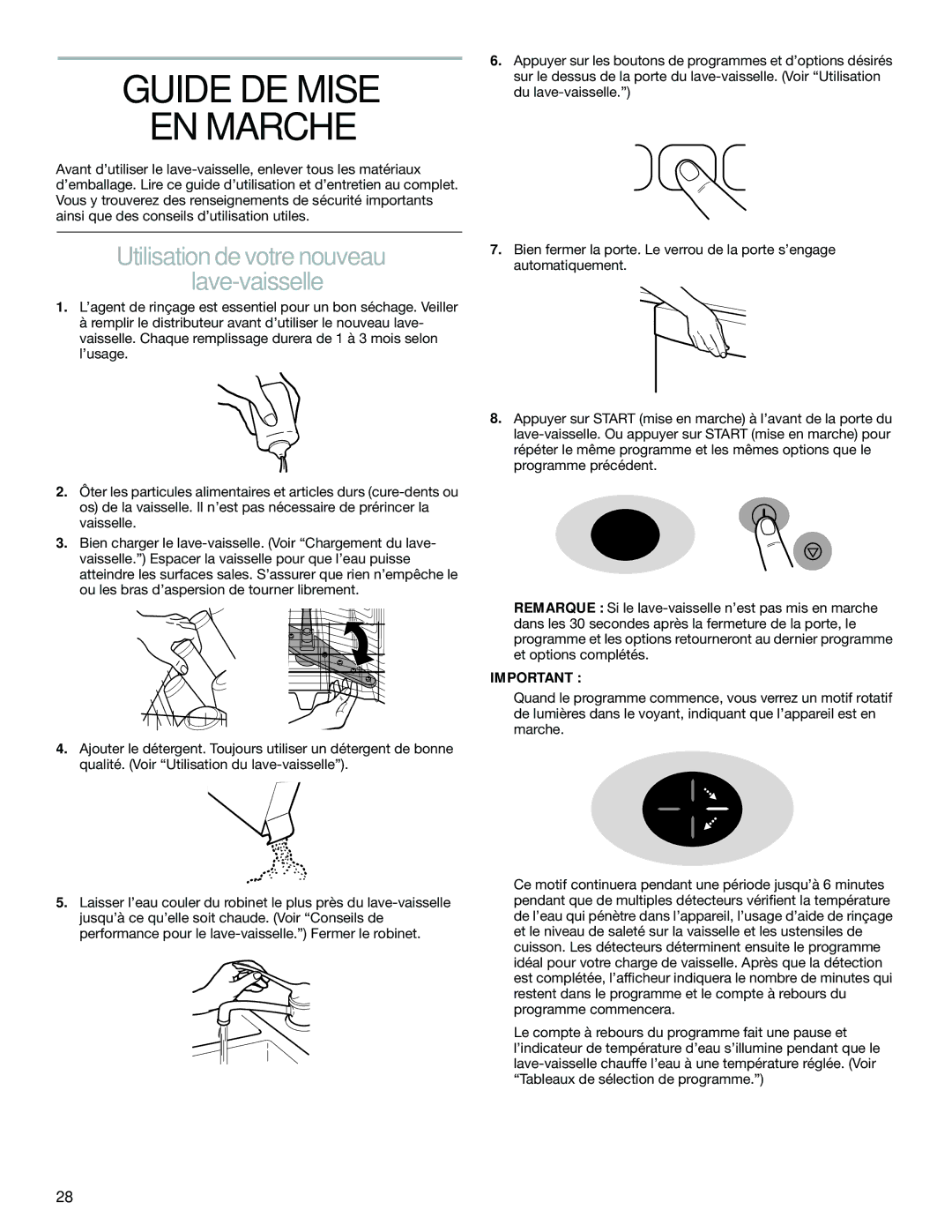 KitchenAid KUDS01DL manual Guide DE Mise EN Marche, Utilisation de votre nouveau Lave-vaisselle 