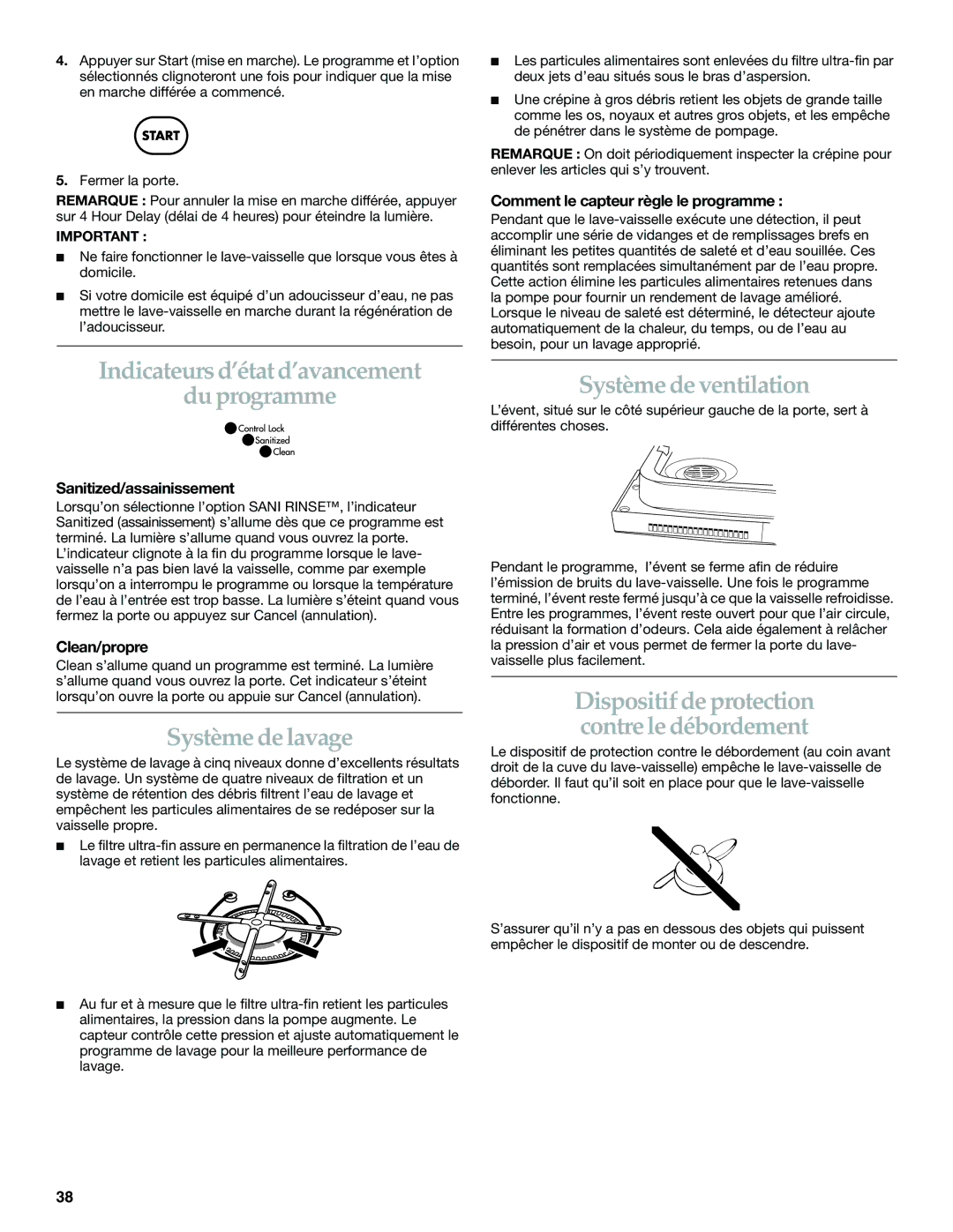 KitchenAid KUDS01FL manual Indicateurs d’état d’avancement Du programme, Système de lavage, Système de ventilation 