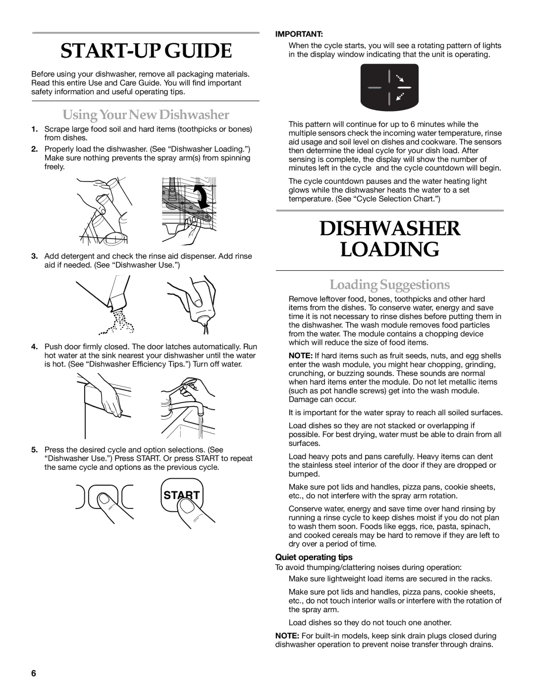 KitchenAid KUDS01IJ manual START-UP Guide, Dishwasher Loading, Using Your New Dishwasher, Loading Suggestions 