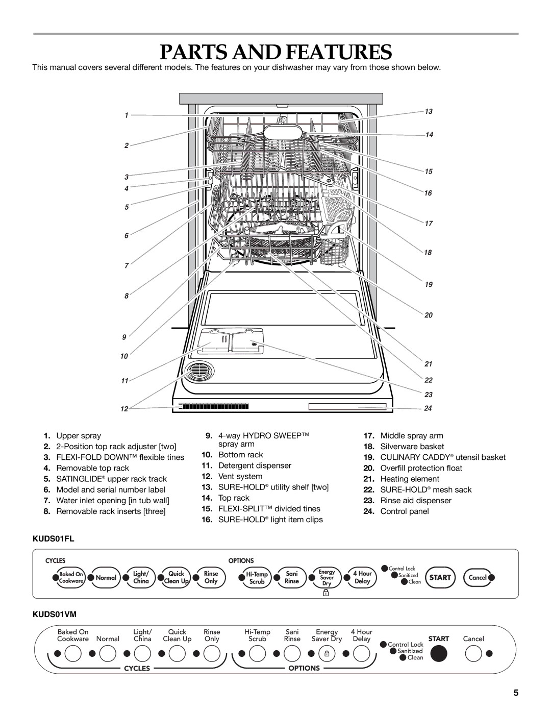 KitchenAid KUDS01VM manual Parts and Features, Culinary Caddy 