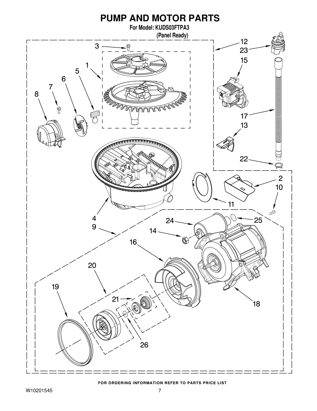 KitchenAid KUDS03FTPA3 manual Pump and Motor Parts 