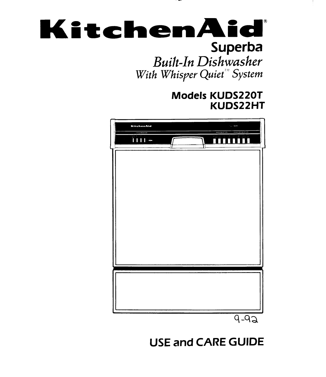 KitchenAid KUDS22HT manual 