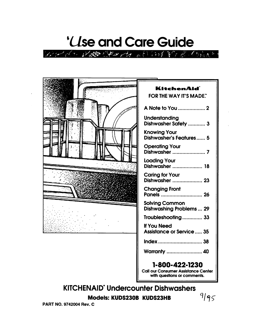 KitchenAid KUDS230B, KUDS23HB manual 