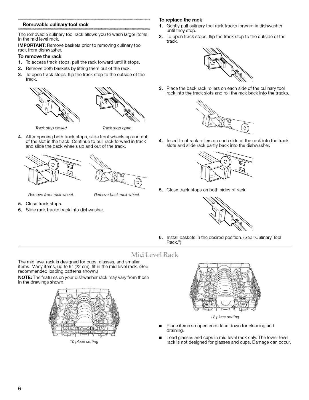 KitchenAid KUDU03FTPA, KUDU03ST manual Removable culinary tool rack, To remove the rack 