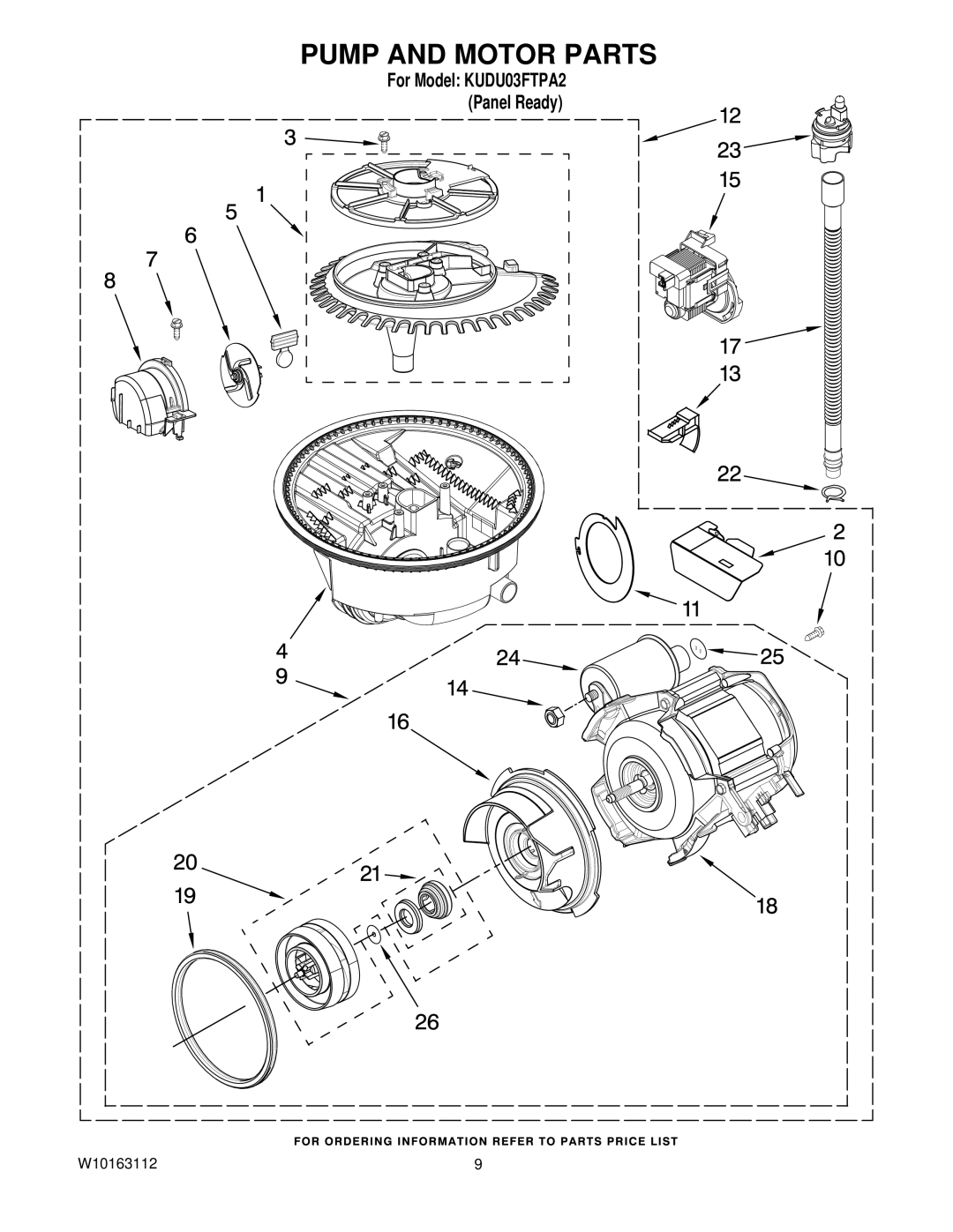 KitchenAid KUDU03FTPA2 manual Pump and Motor Parts 