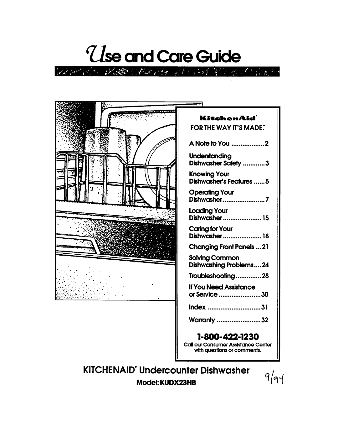 KitchenAid KUDX23HB manual 