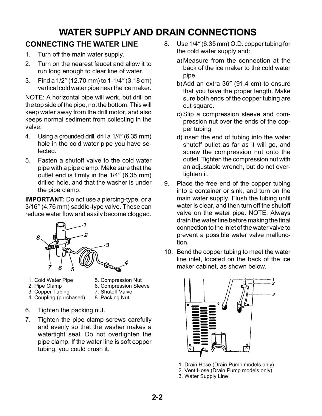 KitchenAid KUIA15RRL, KUIA15NLH, KUIA18NNJ, KUIA18PNL, KUIS155H Water Supply and Drain Connections, Connecting the Water Line 