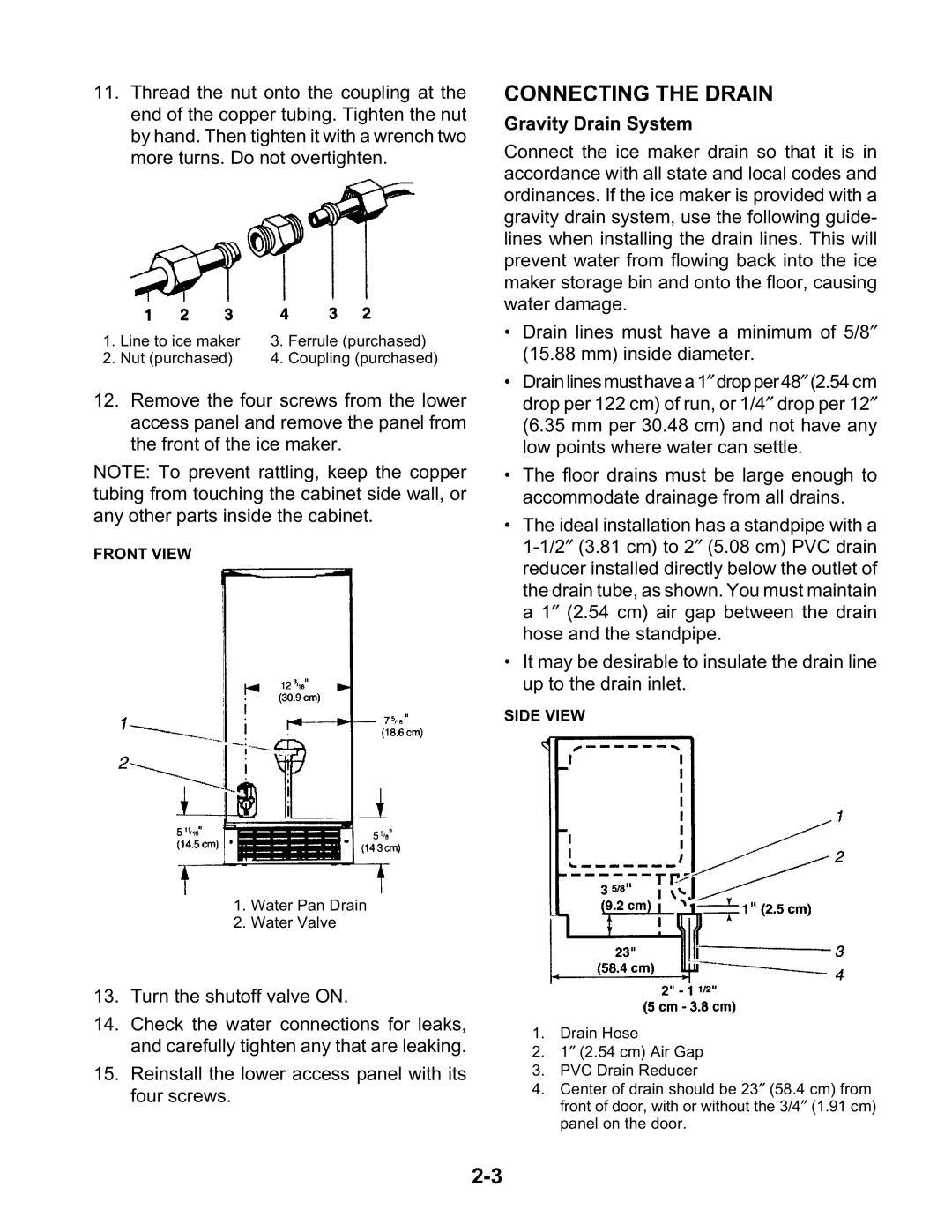 KitchenAid KUIA15PLL, KUIA15NLH, KUIA18NNJ, KUIA18PNL, KUIA15RRL, KUIA15NRH manual Connecting the Drain, Gravity Drain System 