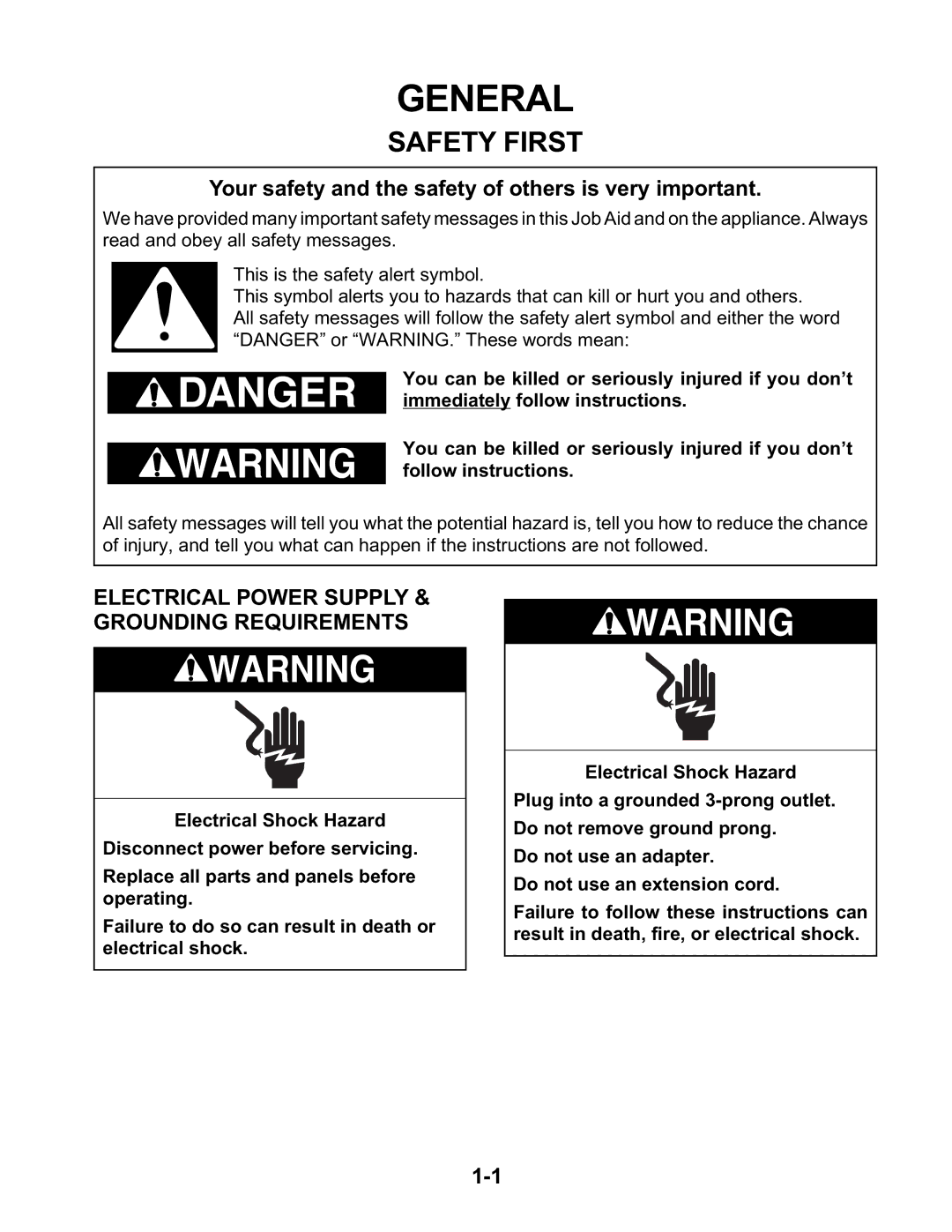 KitchenAid KUIA15NRH, KUIA15NLH, KUIA18NNJ, KUIS155H General, Safety First, Electrical Power Supply & Grounding Requirements 