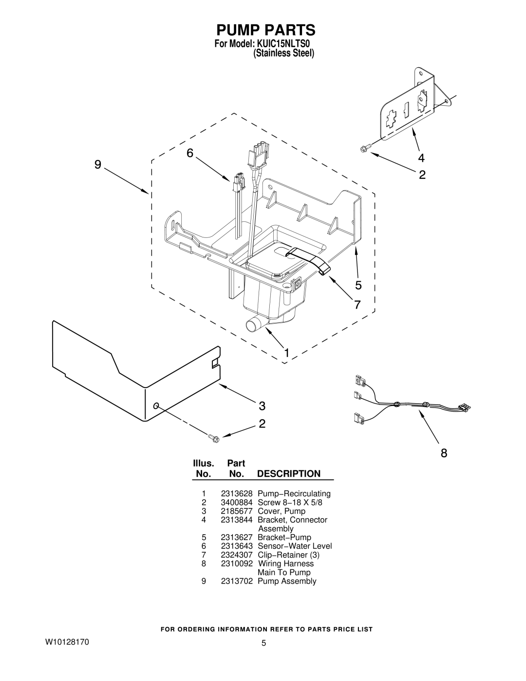 KitchenAid KUIC15NLTS0 manual Pump Parts 