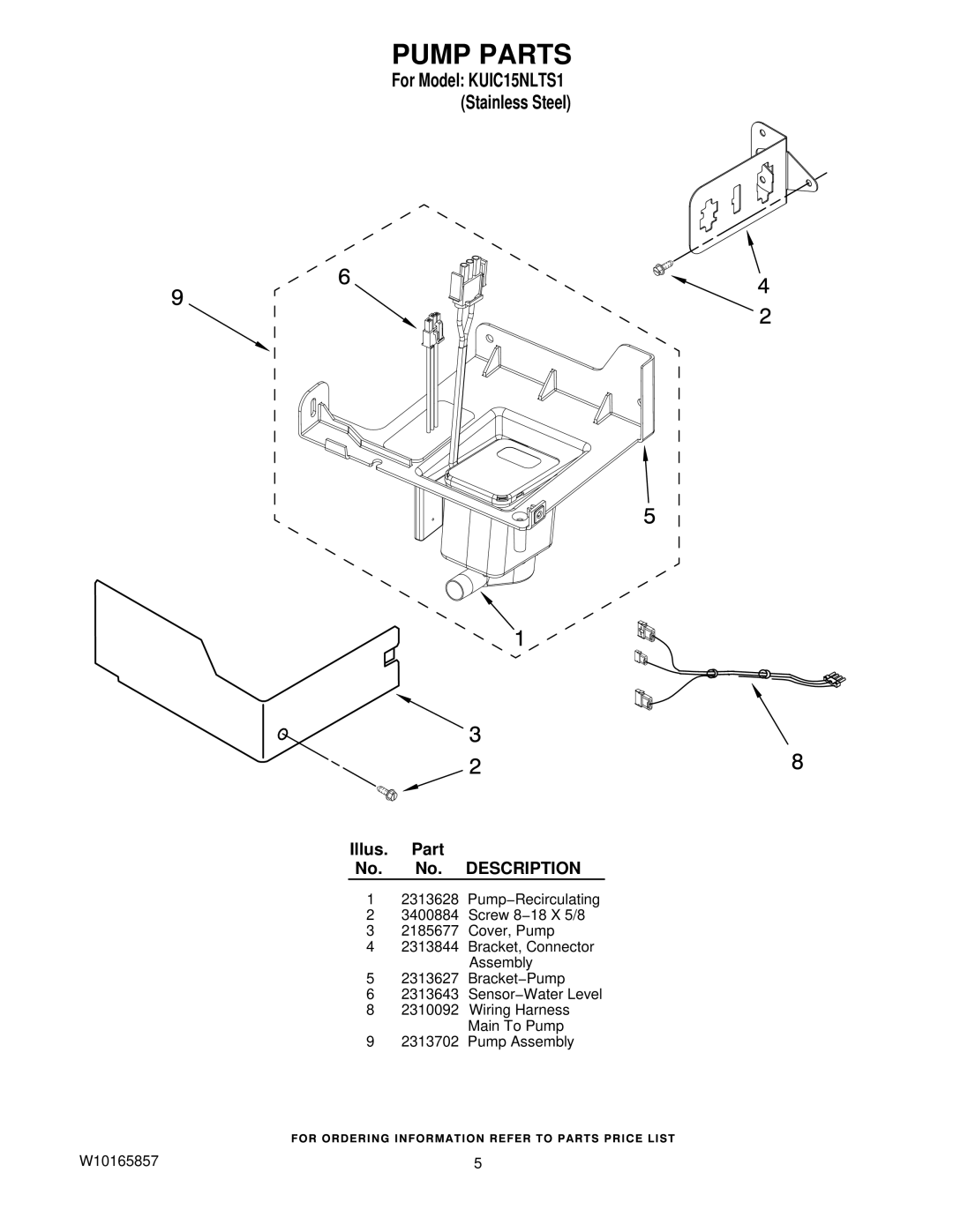 KitchenAid KUIC15NLTS1 manual Pump Parts 