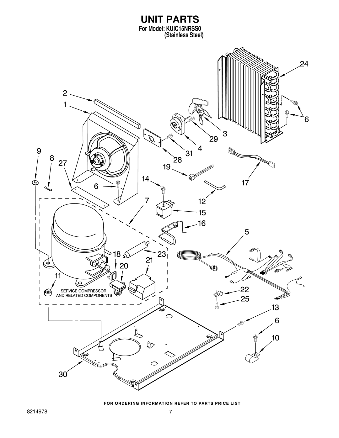 KitchenAid KUIC15NRSS0 manual Unit Parts 