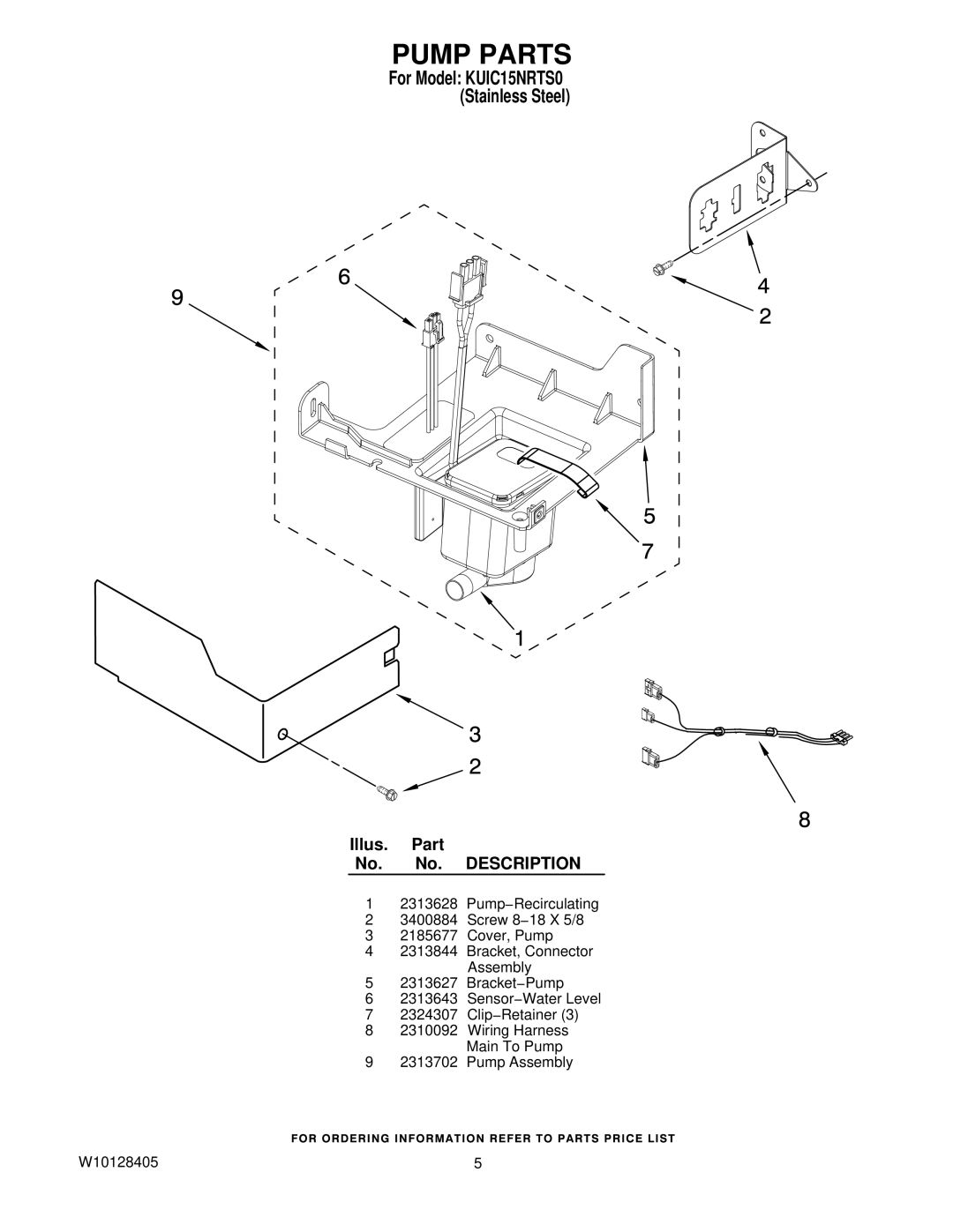 KitchenAid KUIC15NRTS0 manual Pump Parts 