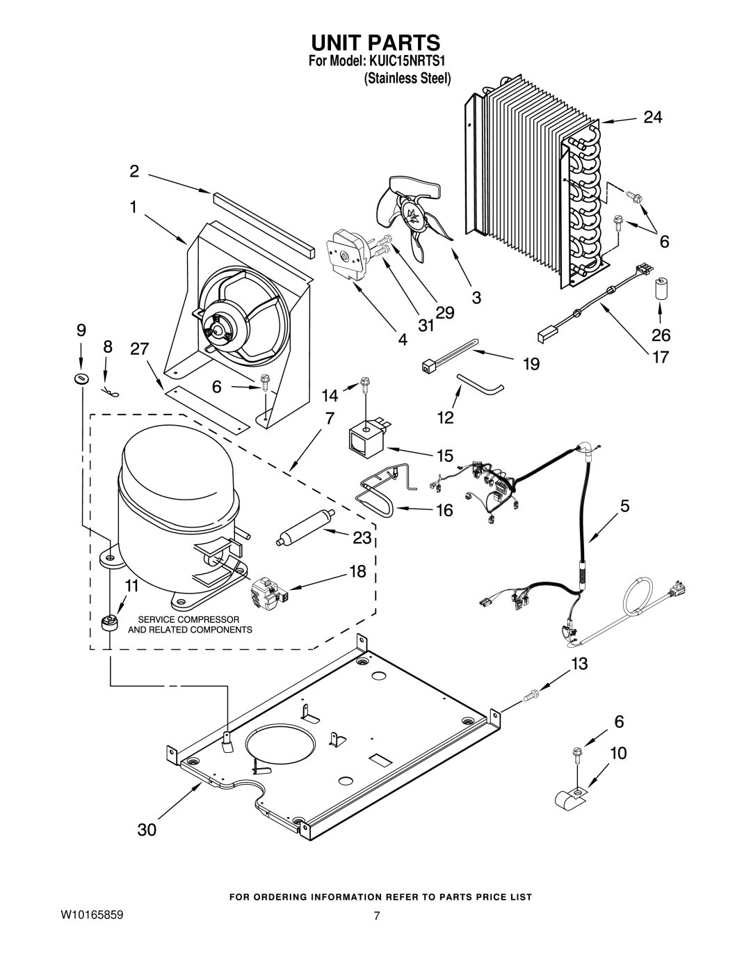 KitchenAid KUIC15NRTS1 manual Unit Parts 