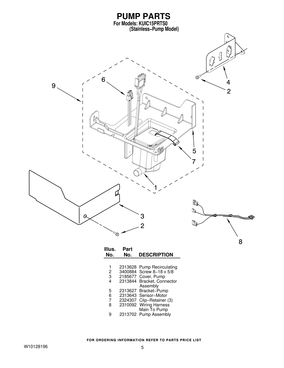 KitchenAid KUIC15PRTS0 manual Pump Parts 