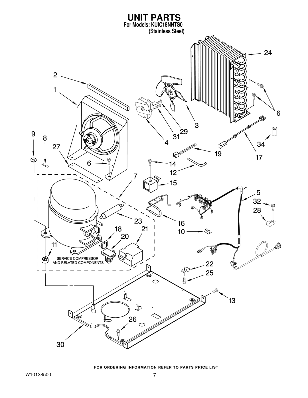 KitchenAid KUIC18NNTS0 manual Unit Parts 