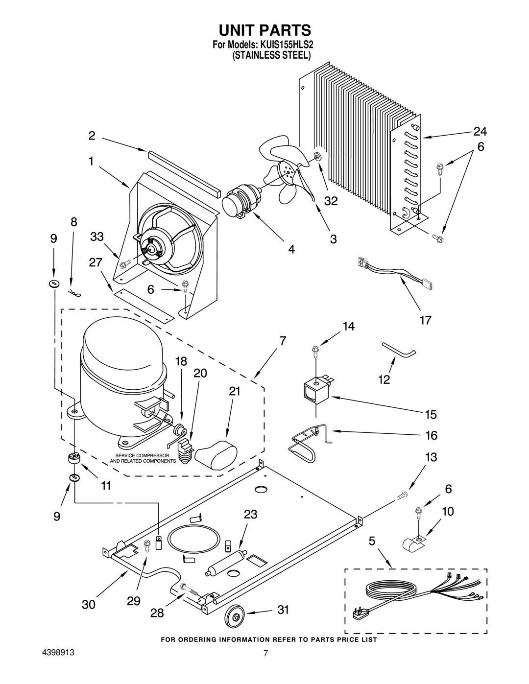 KitchenAid KUIS155HLS2 manual Unit Parts 