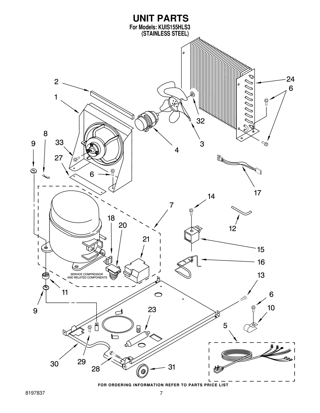 KitchenAid KUIS155HLS3 manual Unit Parts 