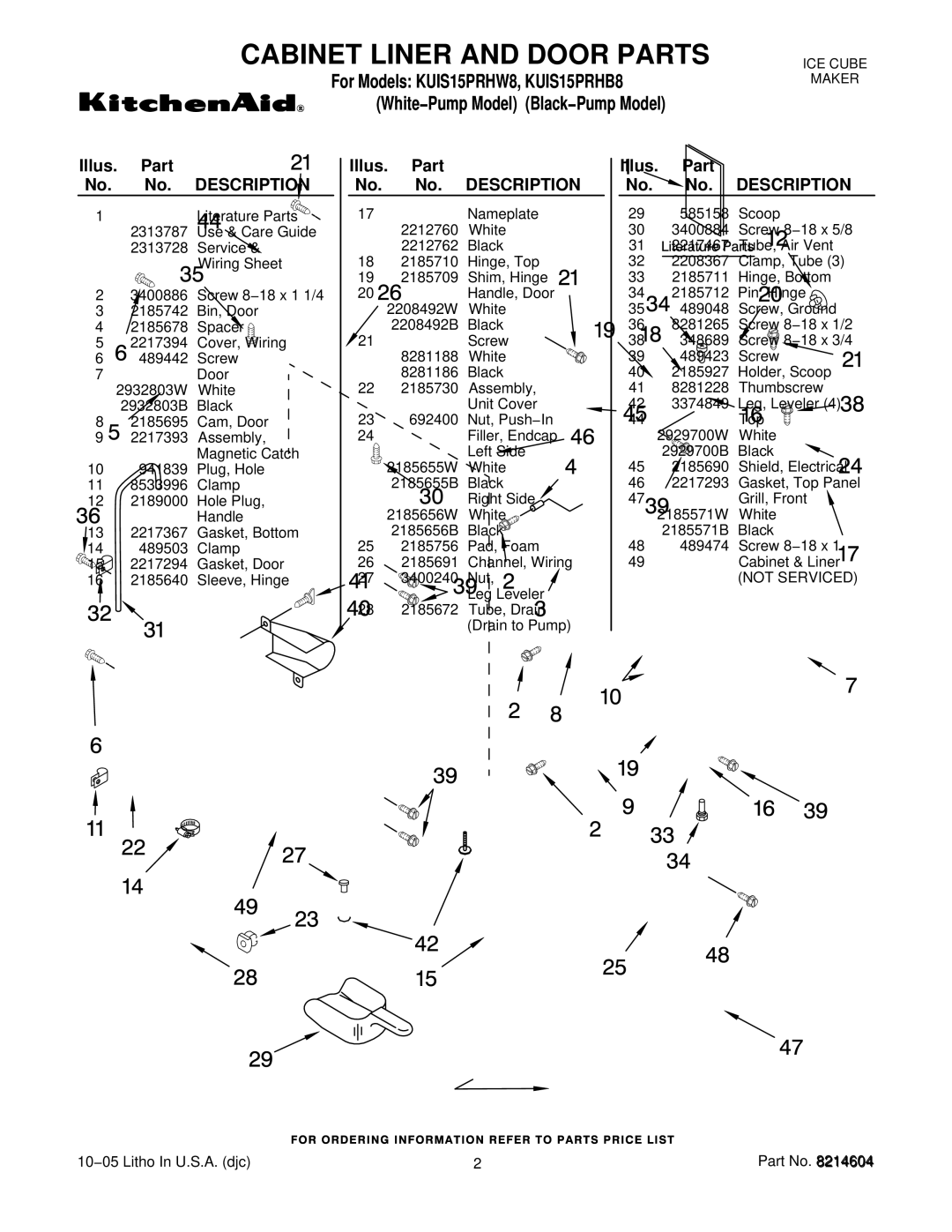 KitchenAid KUIS15PRHW8, KUIS15PRHB8 manual Illus. Part No. No. Description 