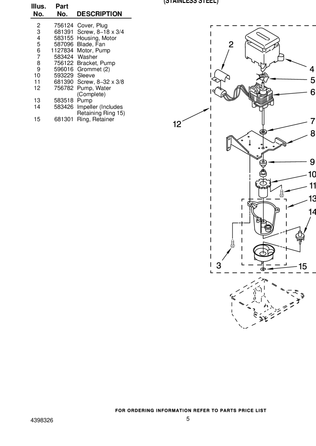 KitchenAid KUIS185GSS0 manual Pump Parts 