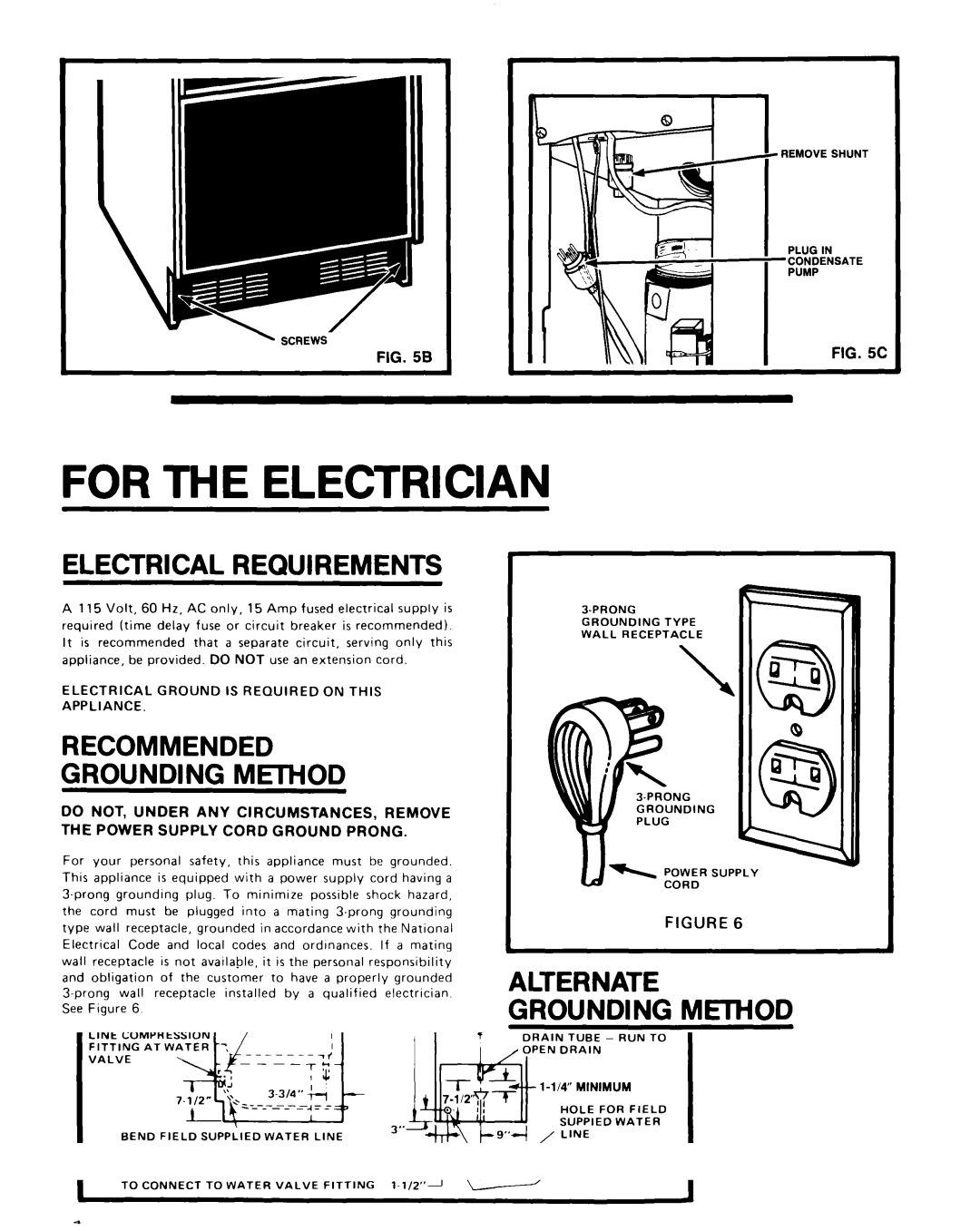 KitchenAid KUIS185S manual For the Electrician, Electrical Requirements, Recommended, Grounding MtrnOD, Alternate 