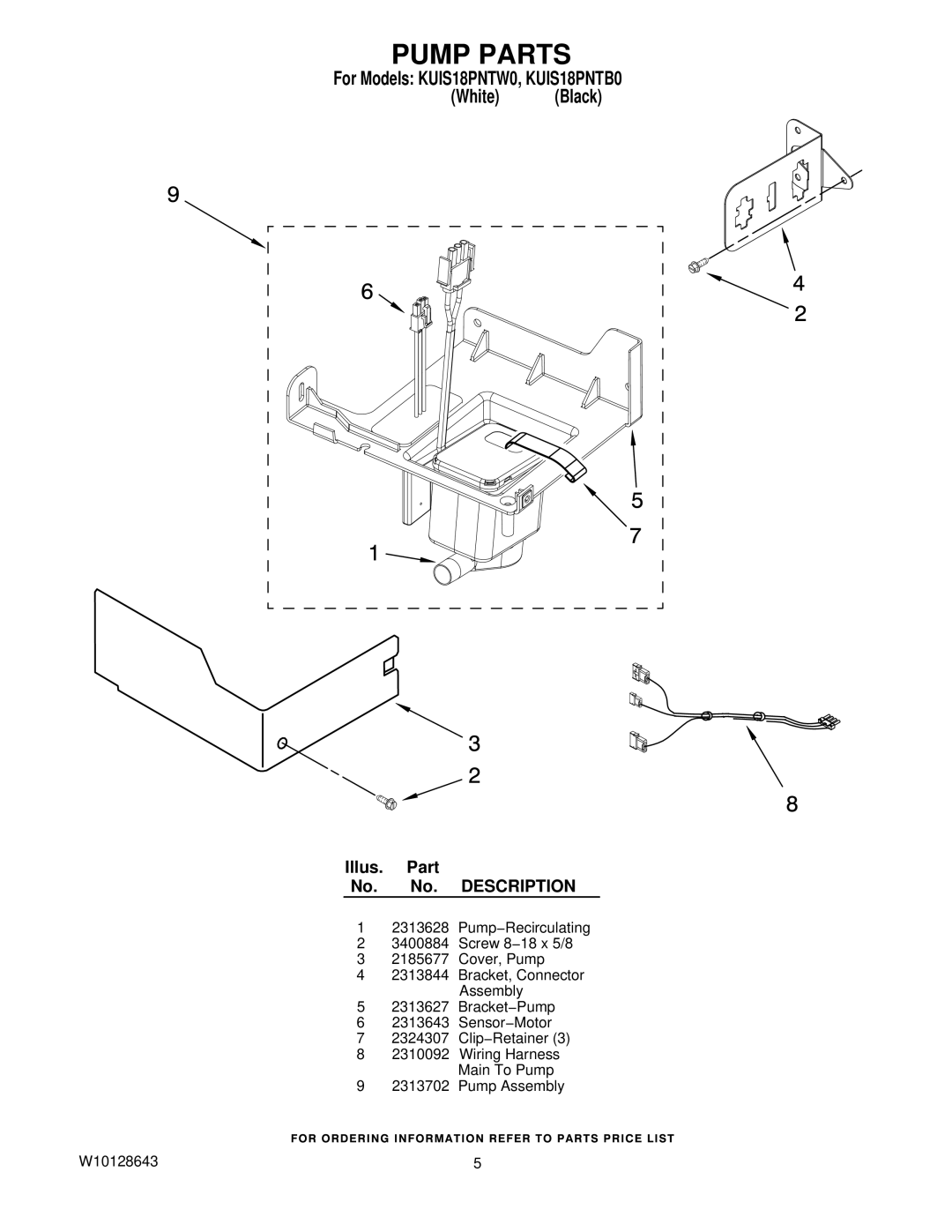 KitchenAid KUIS18PNTB0, KUIS18PNTW0 manual Pump Parts 