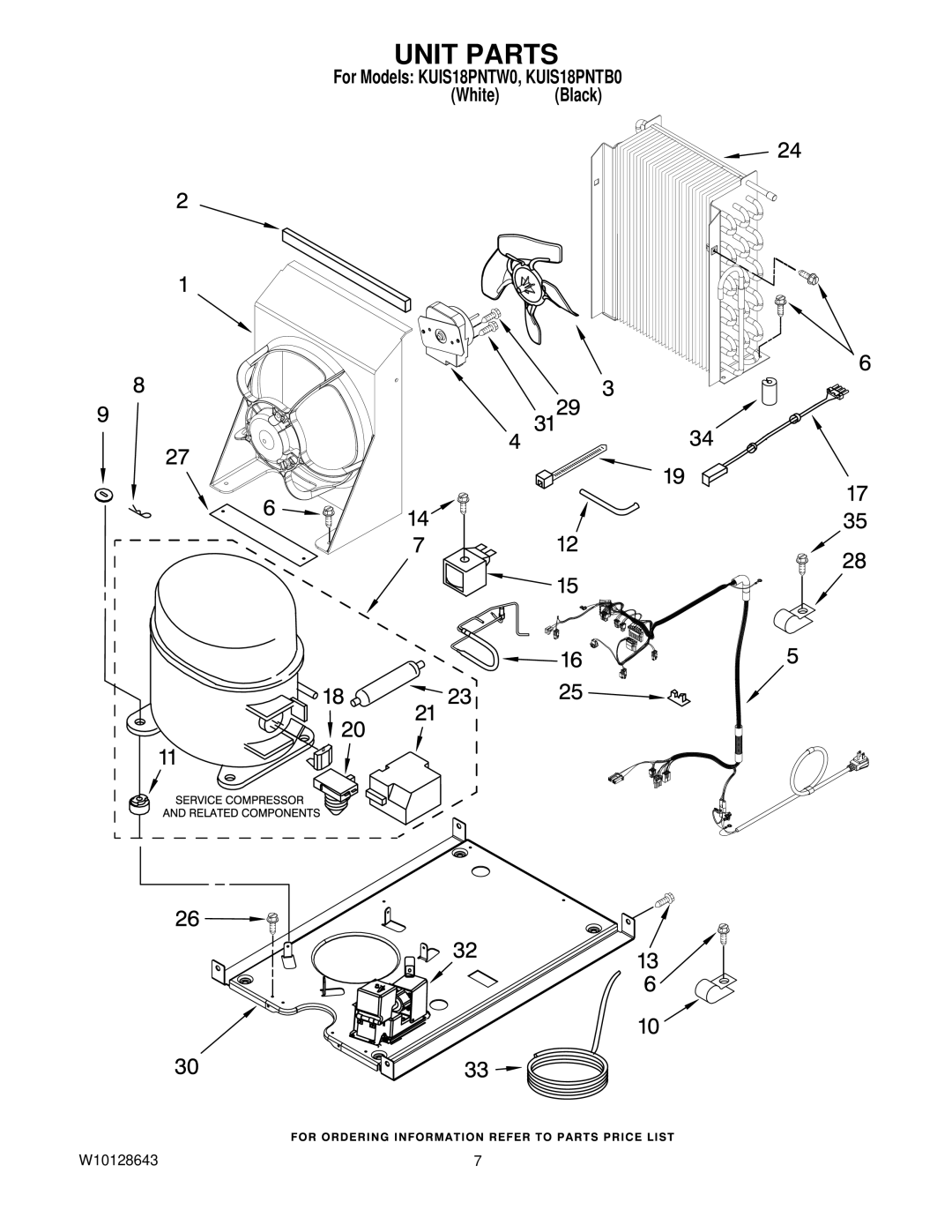 KitchenAid KUIS18PNTB0, KUIS18PNTW0 manual Unit Parts 