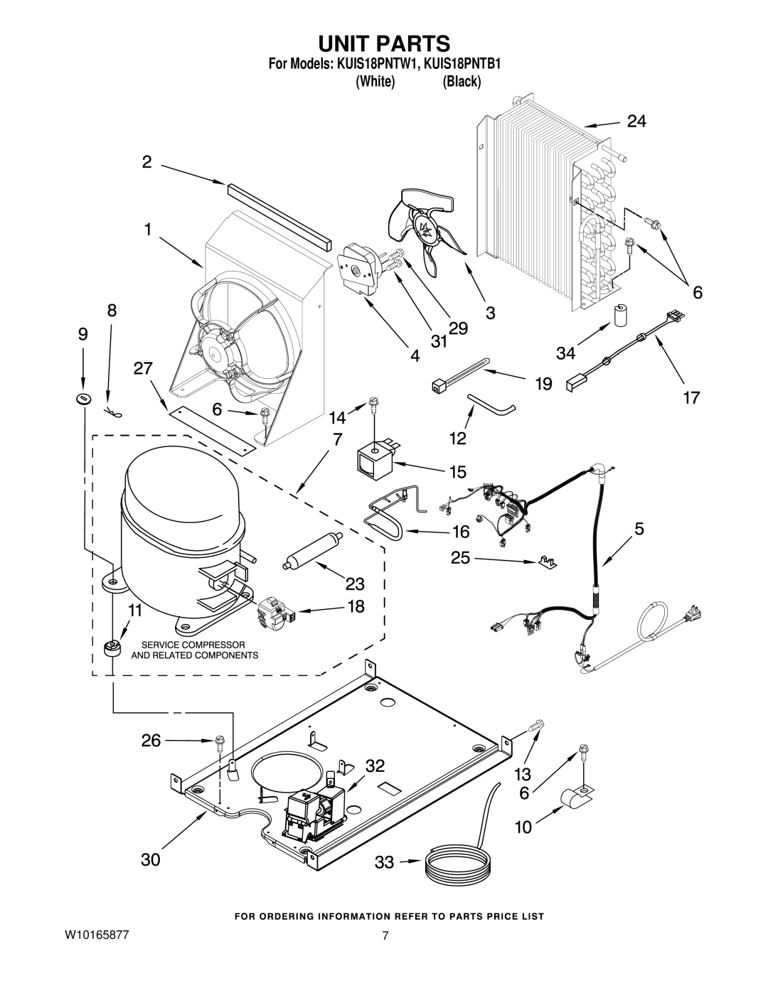 KitchenAid KUIS18PNTB1, KUIS18PNTW1 manual Unit Parts 