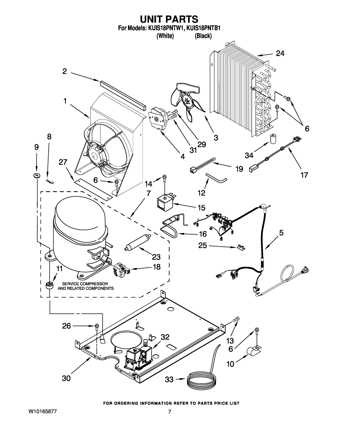 KitchenAid manual Unit Parts, For Models KUIS18PNTW1, KUIS18PNTB1 White Black 