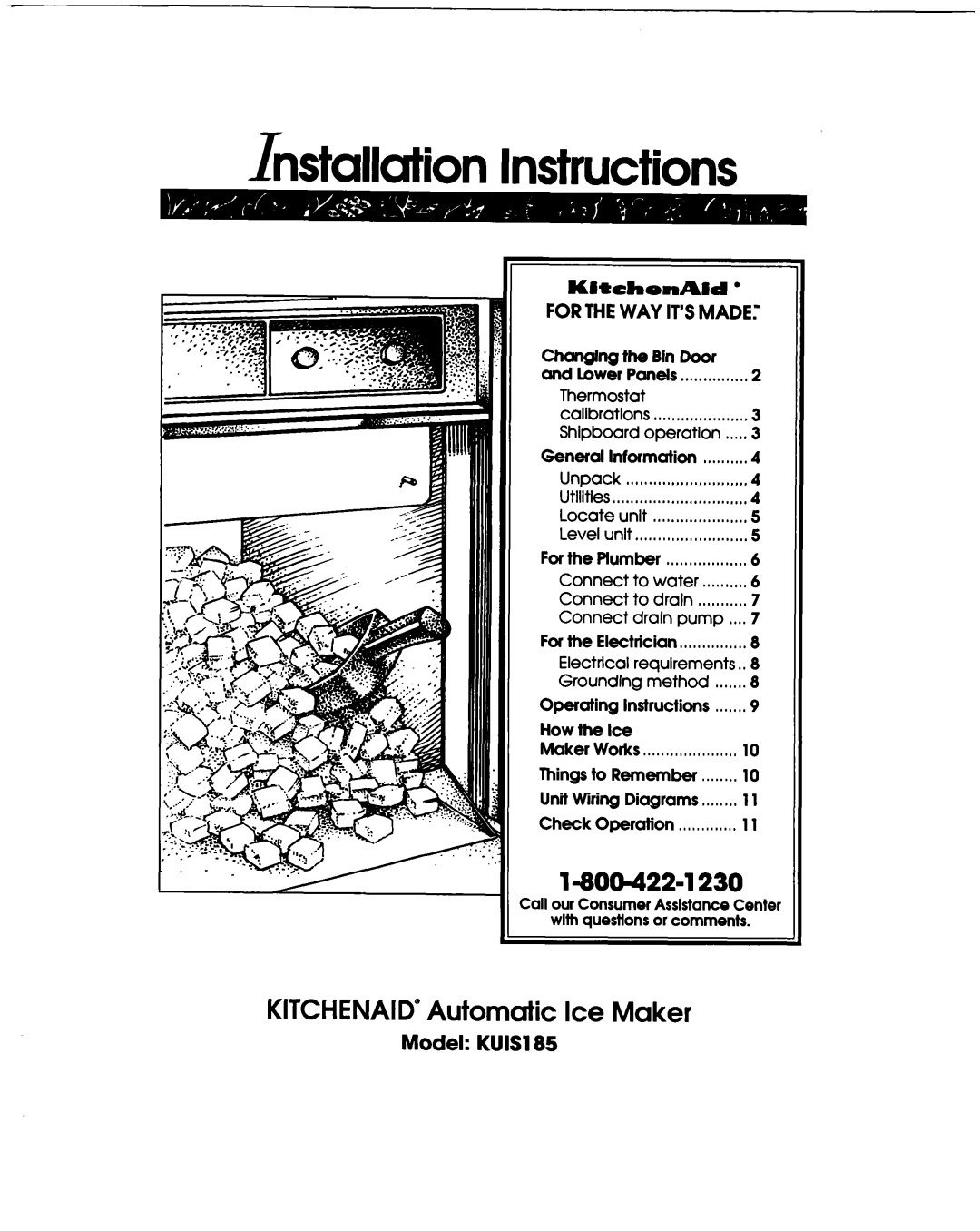 KitchenAid KULSL85 installation instructions Installation Instructions, Model KUlSl85 