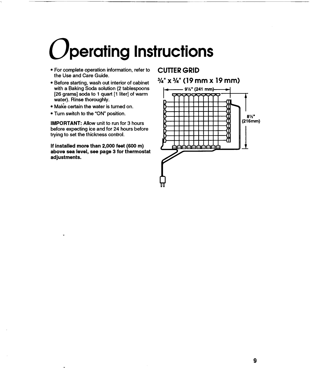 KitchenAid KULSL85 installation instructions perating Instructions, CUllER GRID Vi” x?h” 19 mm x 19 mm 