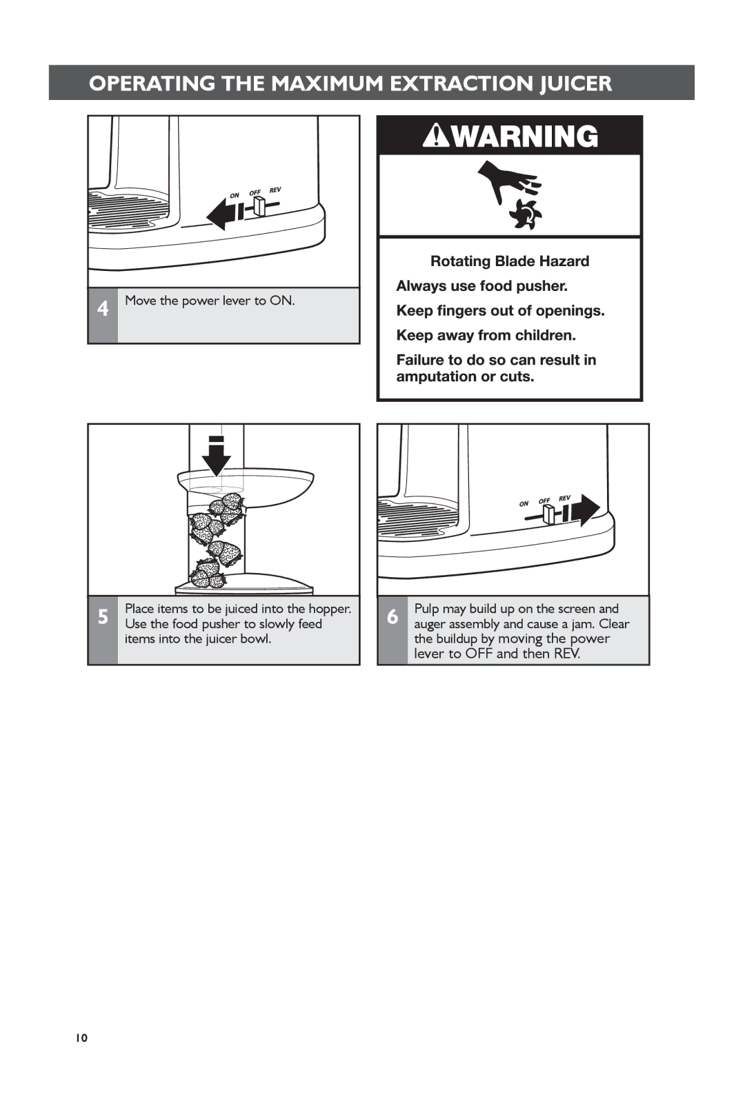 KitchenAid KVJ0111 manual Move the power lever to on 