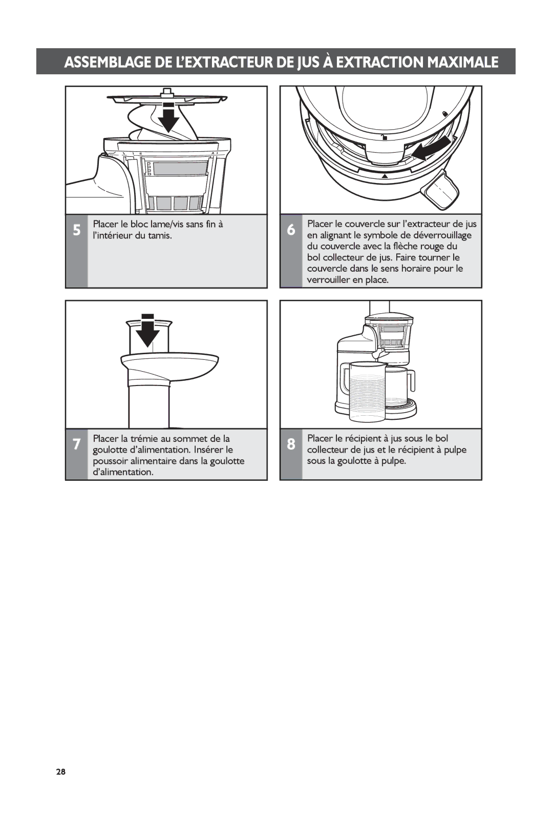 KitchenAid KVJ0111 manual ’intérieur du tamis 