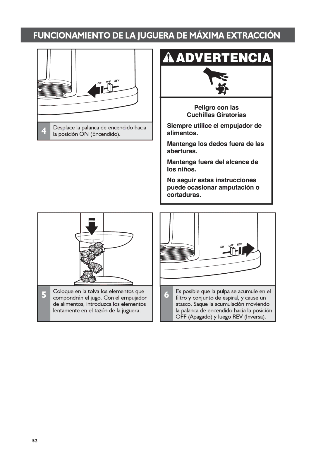 KitchenAid KVJ0111 manual Funcionamiento DE LA Juguera DE Máxima Extracción 