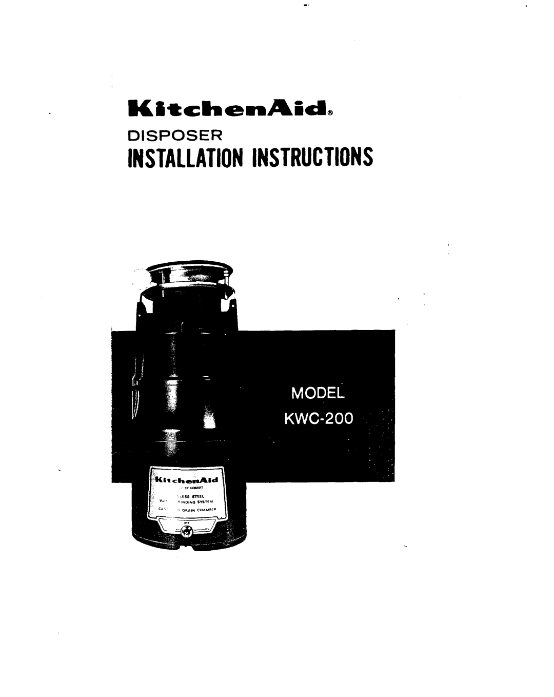 KitchenAid KWC-200 installation instructions Installationinstructions, Disposer 